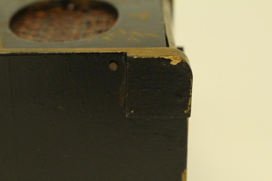 螺鈿蓋物 窓網代 花鳥蒔絵 四方 煙草具 二件(A742)