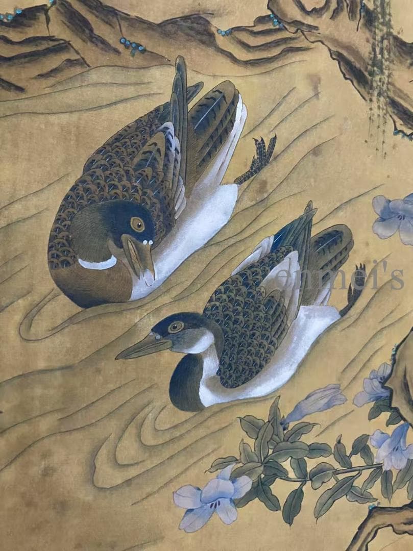 中国古美術 宋代 李迪款 花鳥画 絹布 肉筆 唐物 書道 水墨画 掛け軸 文房