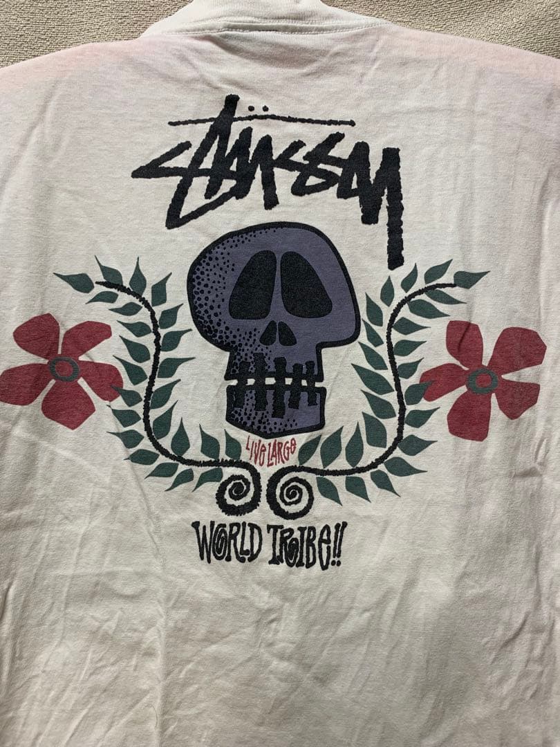 STUSSYオールドステューシー スカル フラワー　Lサイズ