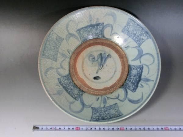 大皿■古伊万里 江戸期 古い染付唐草紋貫入 古美術 時代物 骨董■28.8cm