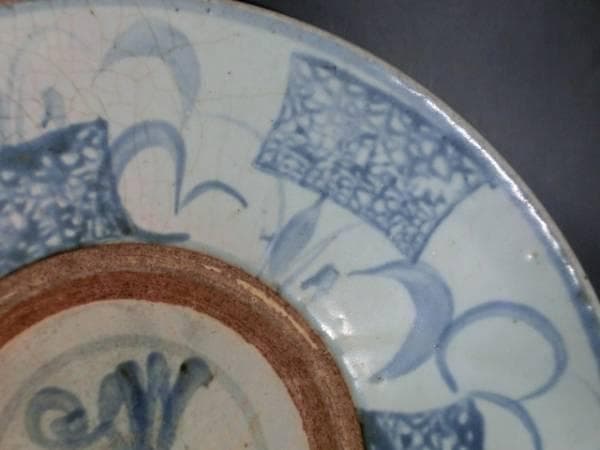 大皿■古伊万里 江戸期 古い染付唐草紋貫入 古美術 時代物 骨董■28.8cm