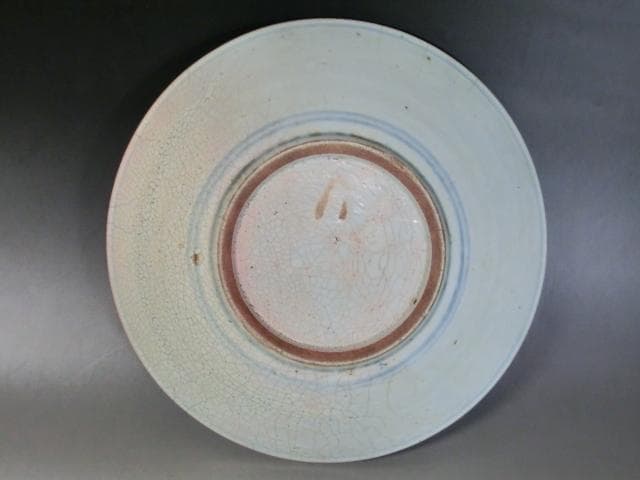 大皿■古伊万里 江戸期 古い染付唐草紋貫入 古美術 時代物 骨董■28.8cm