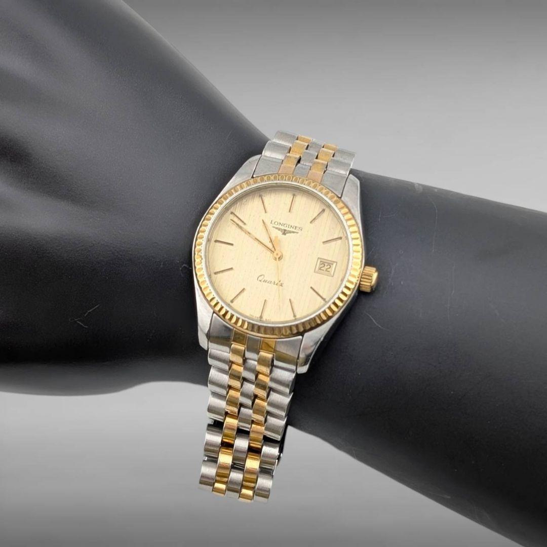 【新品電池・稼働】 ロンジン フルーテッドベゼル ねじ込みリューズ コンビカラー