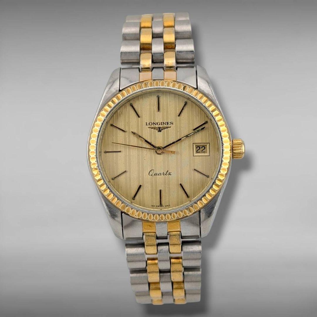 【新品電池・稼働】 ロンジン フルーテッドベゼル ねじ込みリューズ コンビカラー