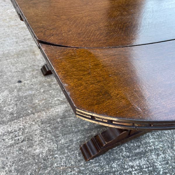 イギリスアンティーク　ドローリーフテーブル　ブルボーズレッグ　伸縮ダイニング