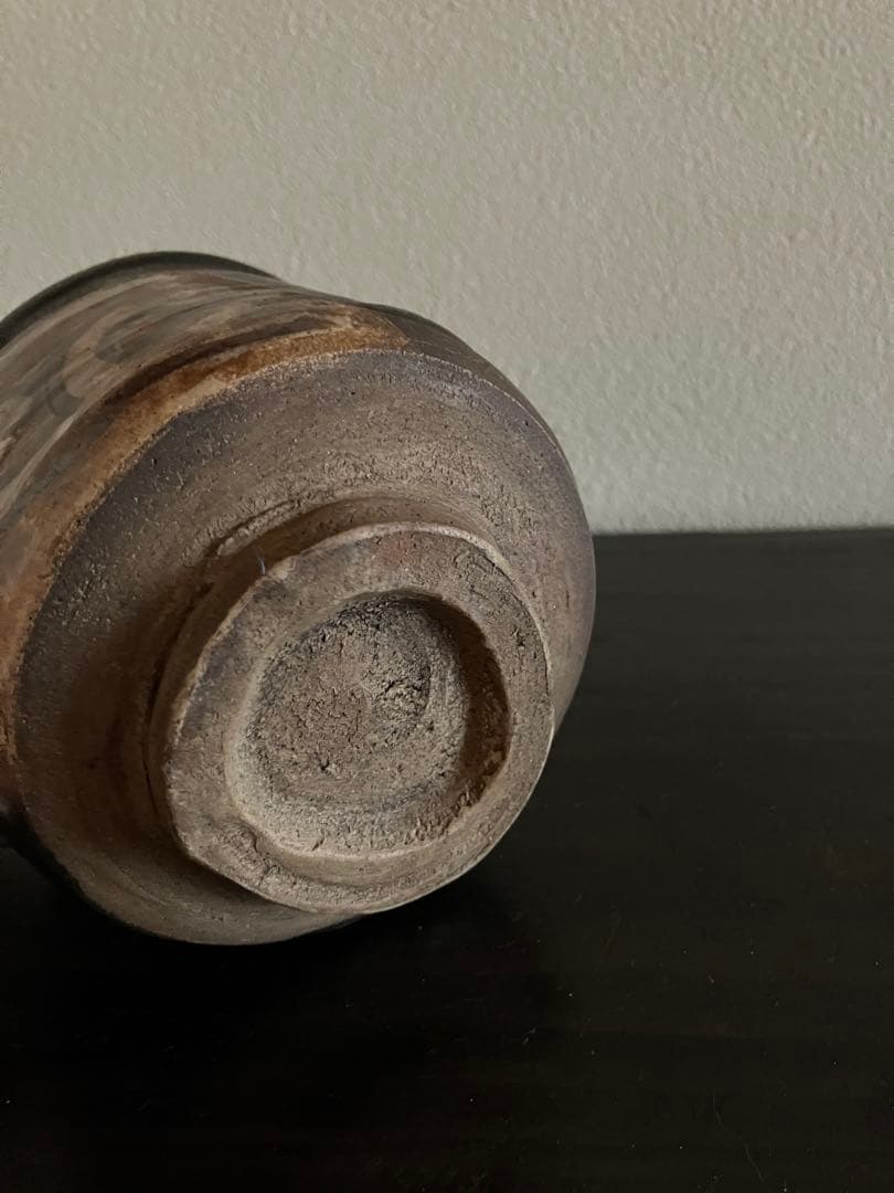 古物 黒織部 筒茶碗 共箱有