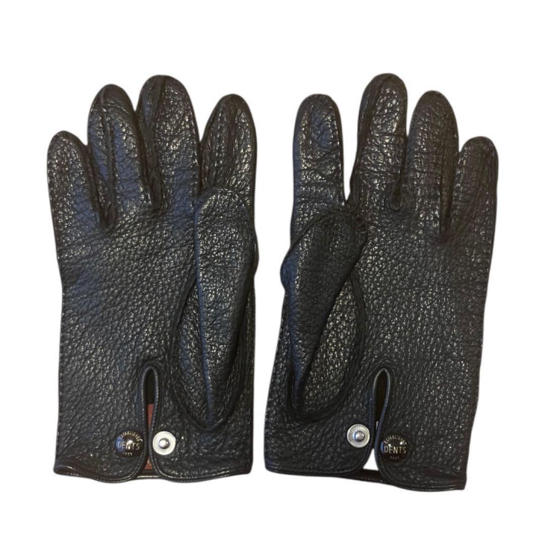 デンツ　ペッカリー　手袋　裏地なし　サイズ8H　BLACK