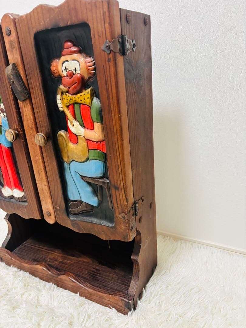 ★希少★ピエロ アンティーク調 木製飾り棚 ウォールキャビネット ウォールラック