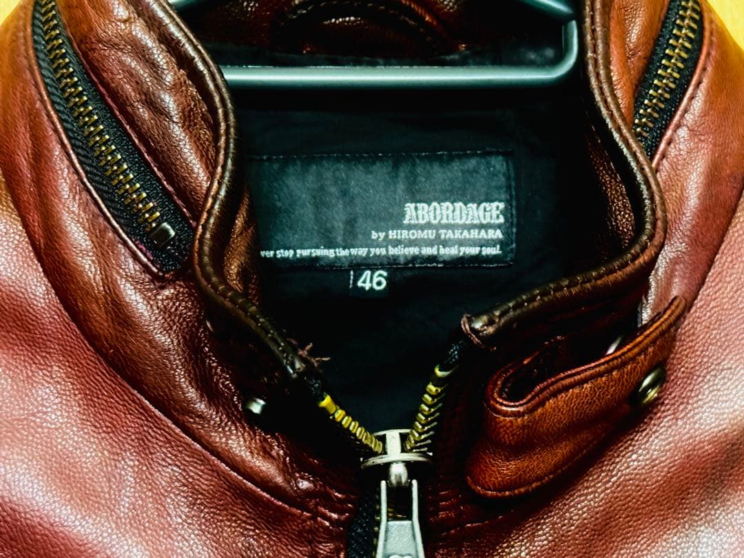 ABORDAGE 赤茶 バーガンディ レザー ライダース 46 M65
