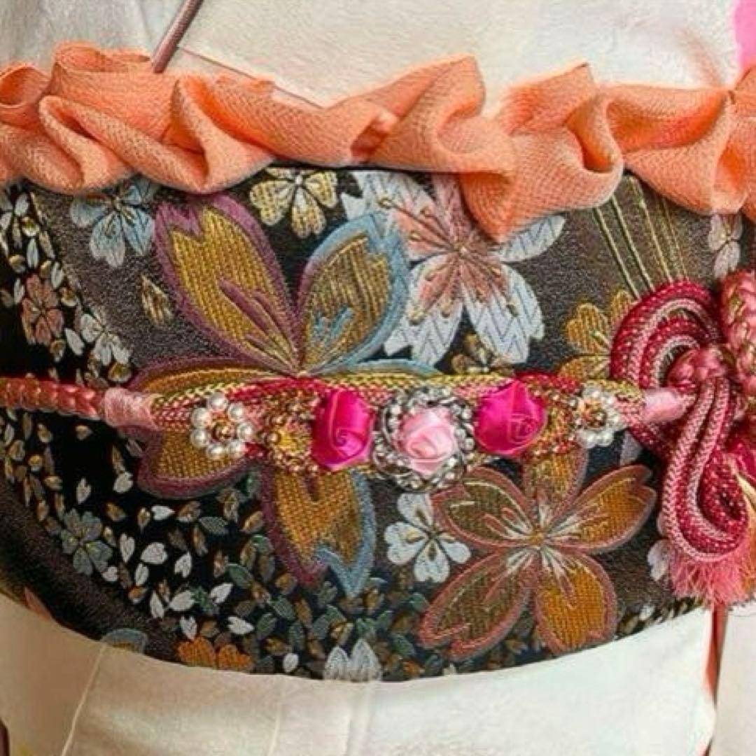 【トールサイズ】京都きもの友禅 振袖 白地 舞花文 ラメ刺繍 ②