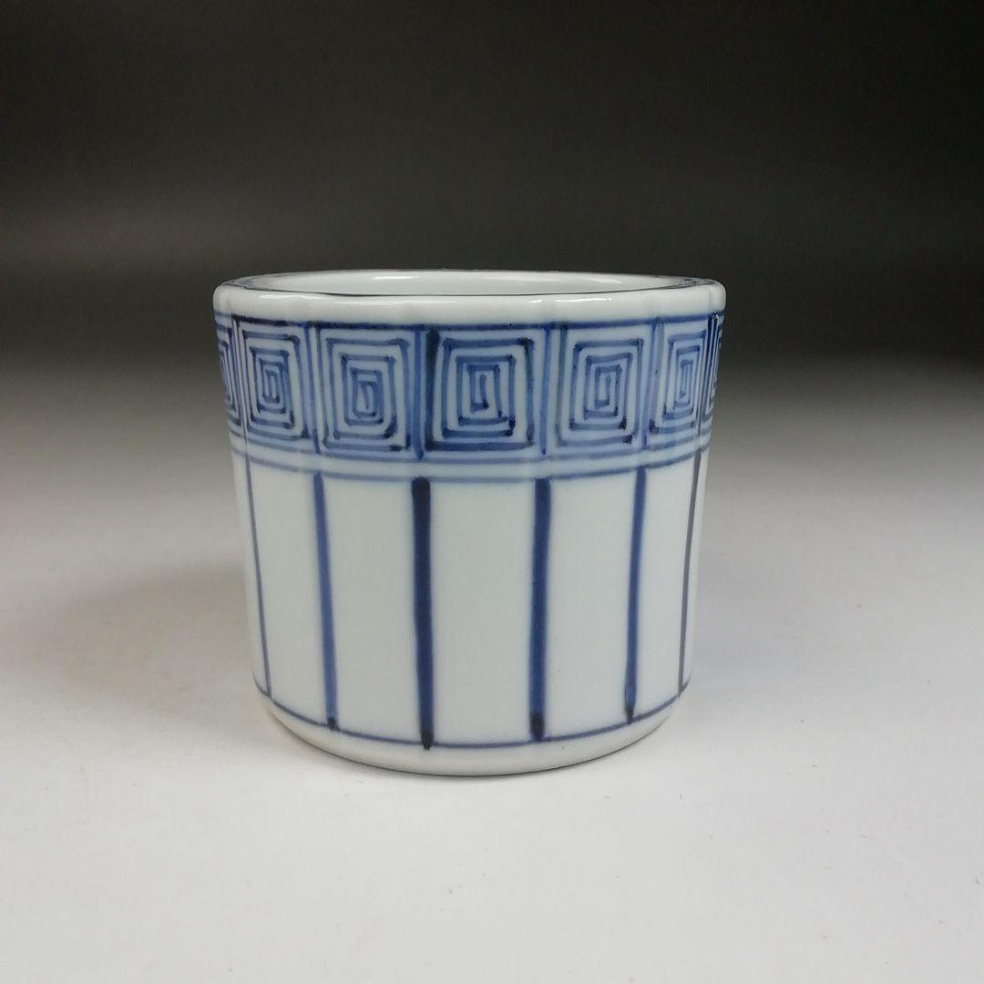 Ｗ１０１　蓋置　『染付　桶川』『西村徳泉 造』　共箱　茶道具