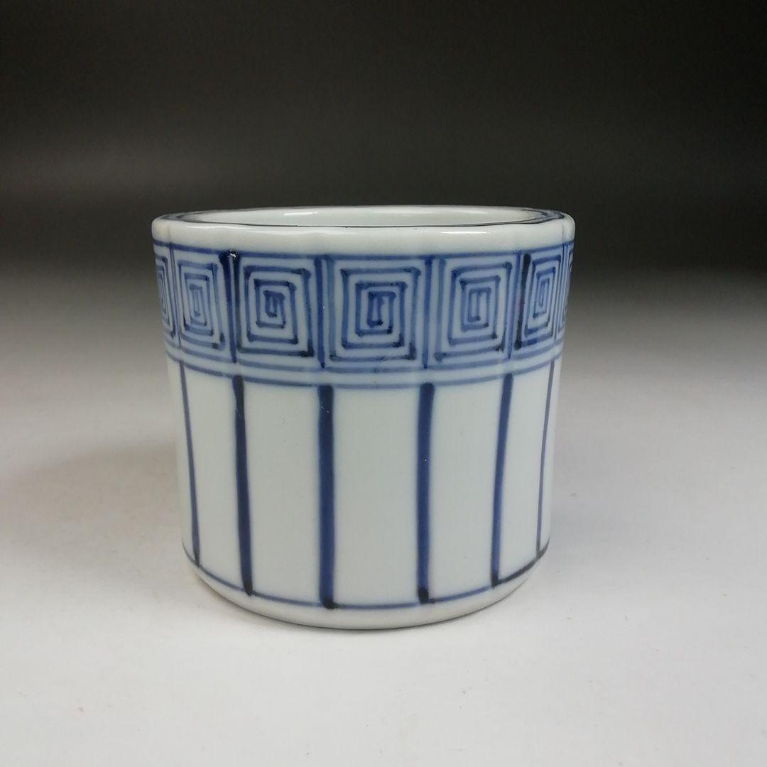 Ｗ１０１　蓋置　『染付　桶川』『西村徳泉 造』　共箱　茶道具