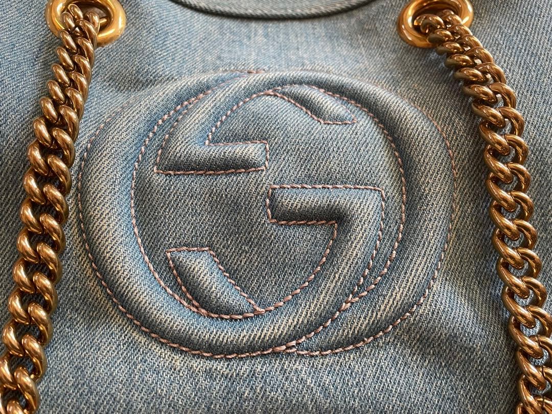 GUCCI デニムブルー ショルダーバッグ 保存袋付き