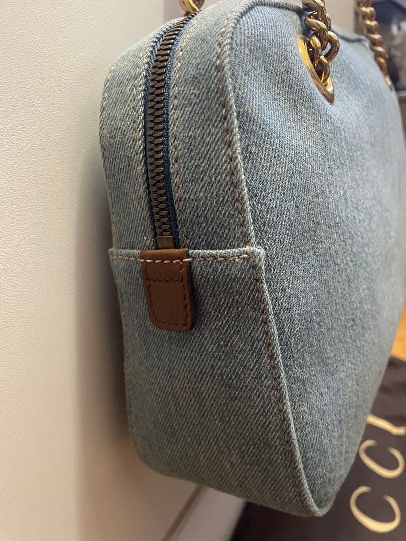 GUCCI デニムブルー ショルダーバッグ 保存袋付き