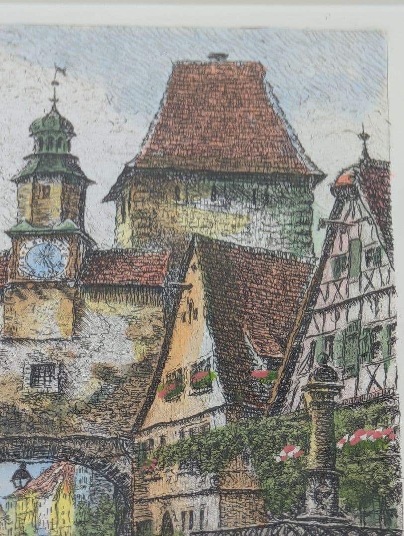 ドイツの E. Geissendorfer作 ローテンブルク 時計塔