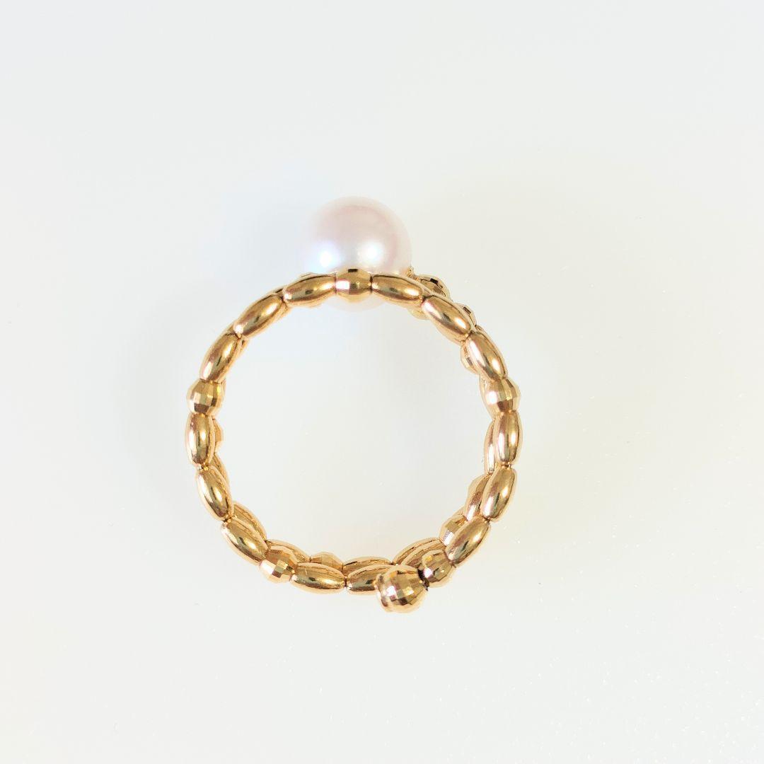 希少　K18 アコヤパールリング　天然真珠　レディースリング　指輪 ゴールド