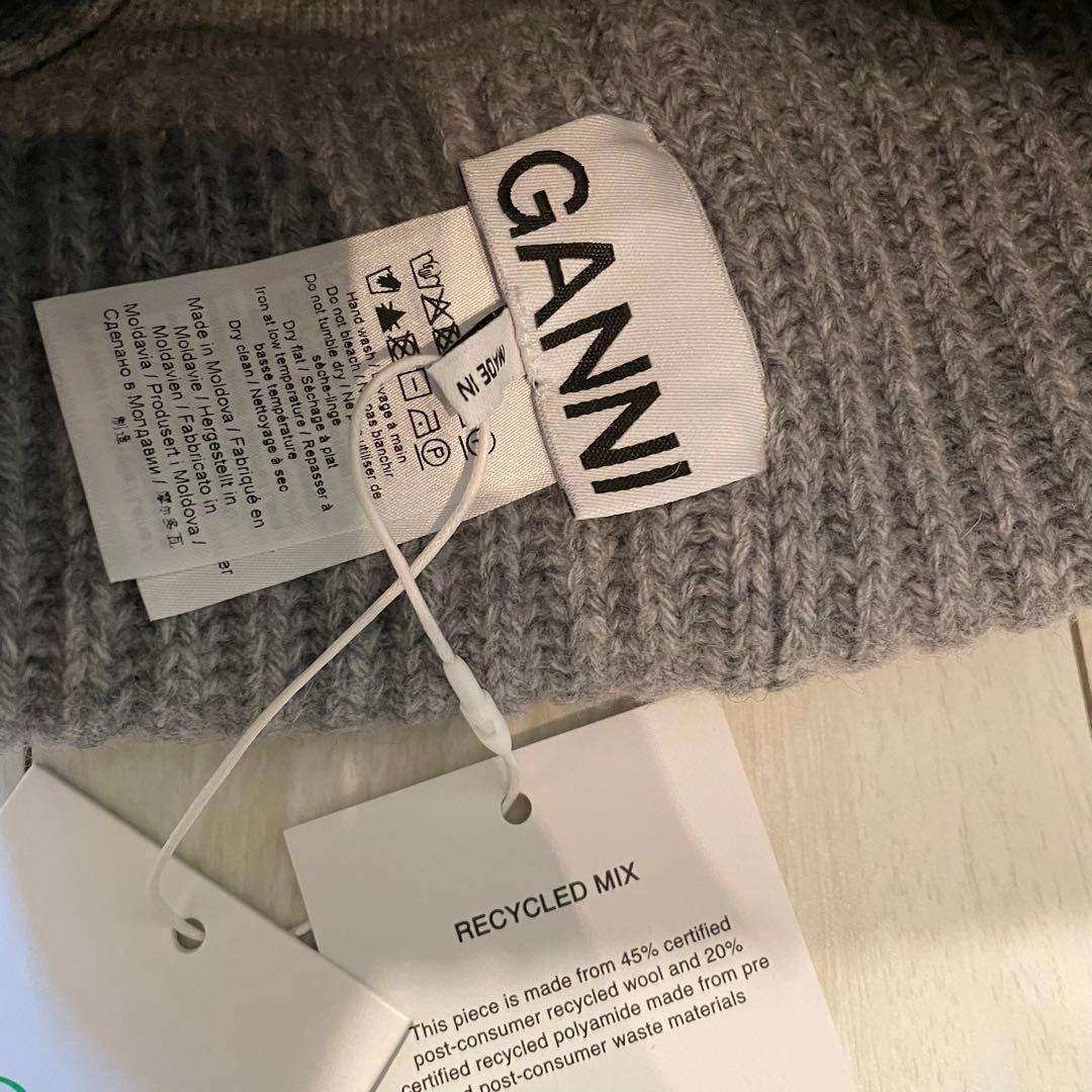 GANNI ビーニー ニット帽 グレー