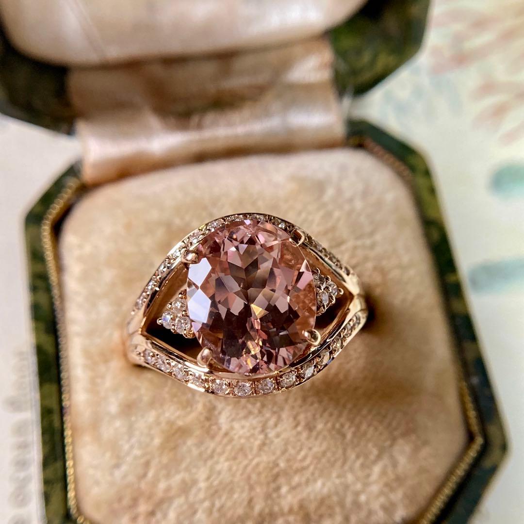 専用です　ピンクゴールド モルガナイト3.57ct ダイヤモンド　指輪　リング
