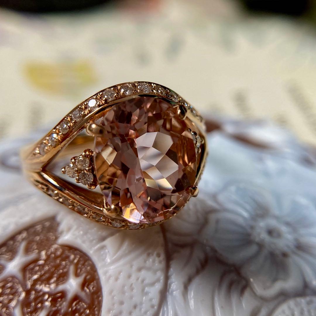専用です　ピンクゴールド モルガナイト3.57ct ダイヤモンド　指輪　リング