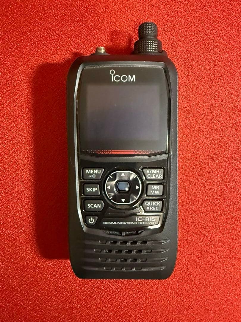 ICOM IC-R15（受信改造済）+乾電池ケース+ソフトウェア+ロッドアンテナ
