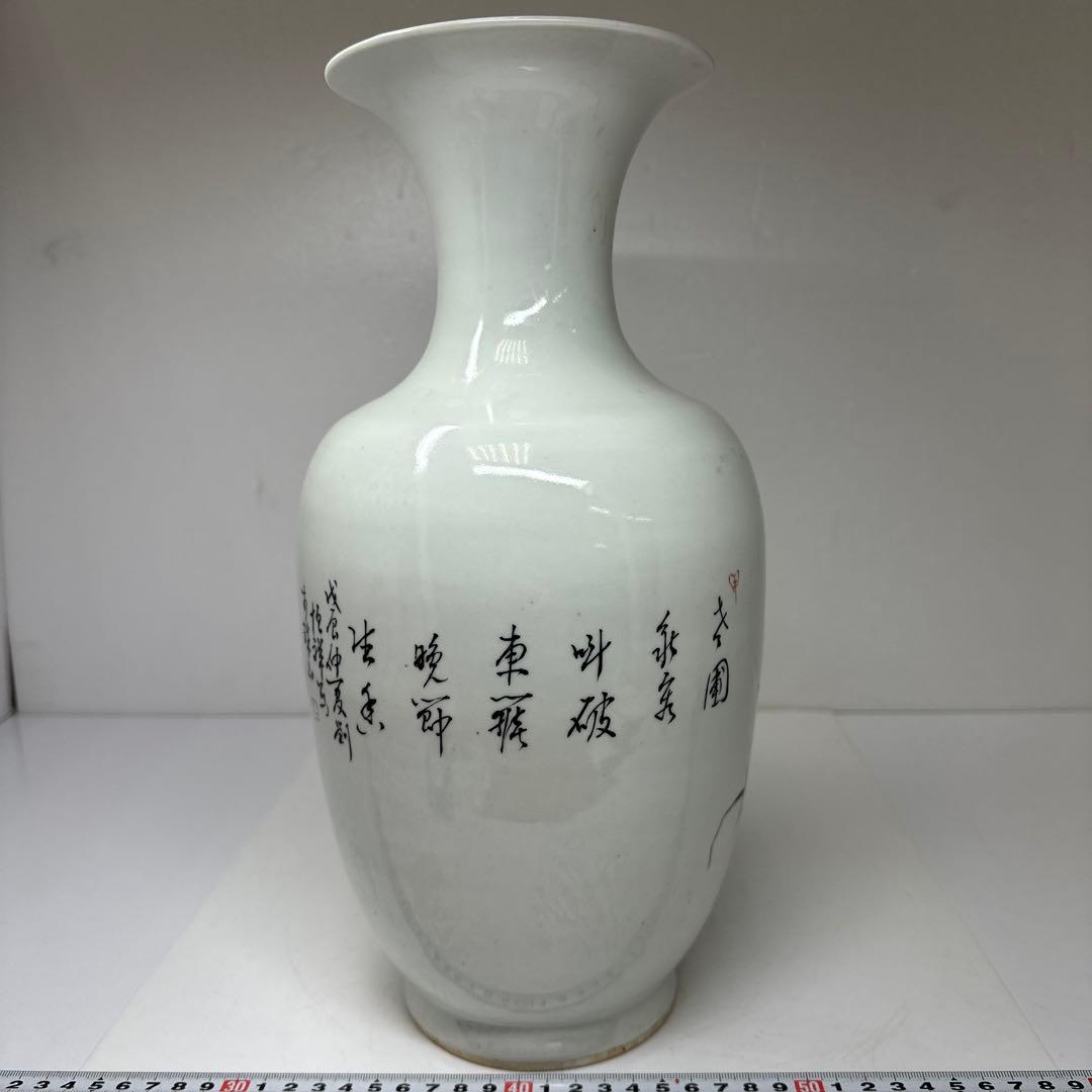 中国清時代　粉彩花鳥図花瓶　高さ35㎝　東Y7-0421②トヒコ