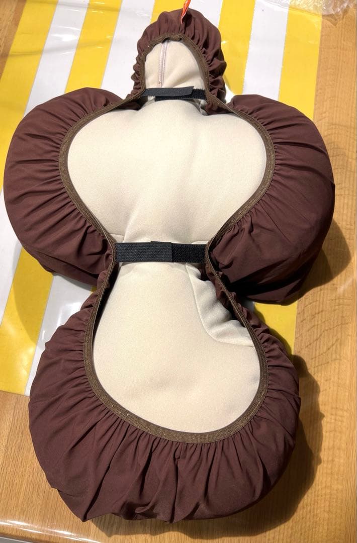 【カバー付】OneAid リラクッション ベージュ　サイズDM ブラウンカバー