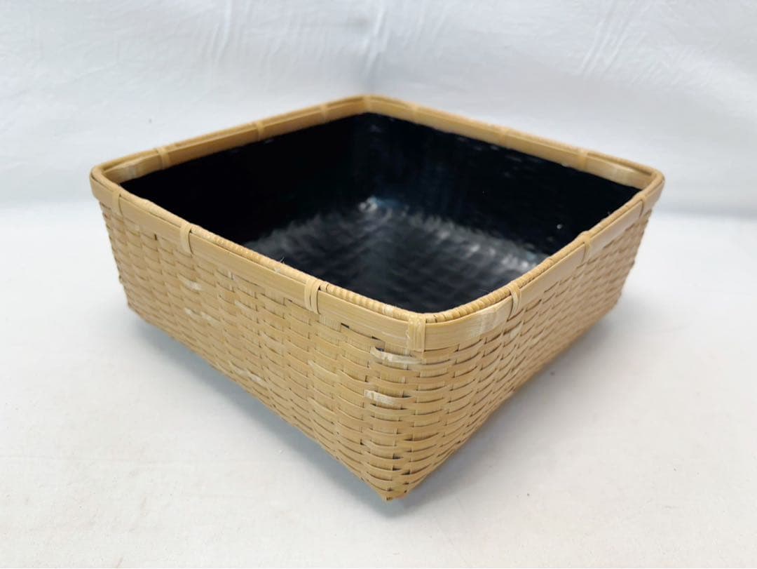 美品 茶道具 平安 竹美斎 炭取 松山篭 炭斗籠 竹工芸 竹細工 炭道具 共箱