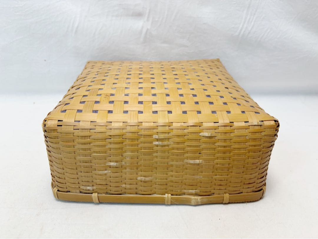 美品 茶道具 平安 竹美斎 炭取 松山篭 炭斗籠 竹工芸 竹細工 炭道具 共箱