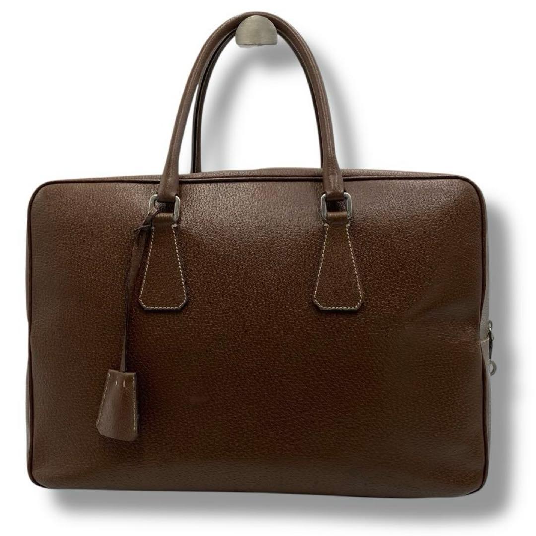 美品 PRADA レザー ブラウン ビジネス バッグ archive A4 希少