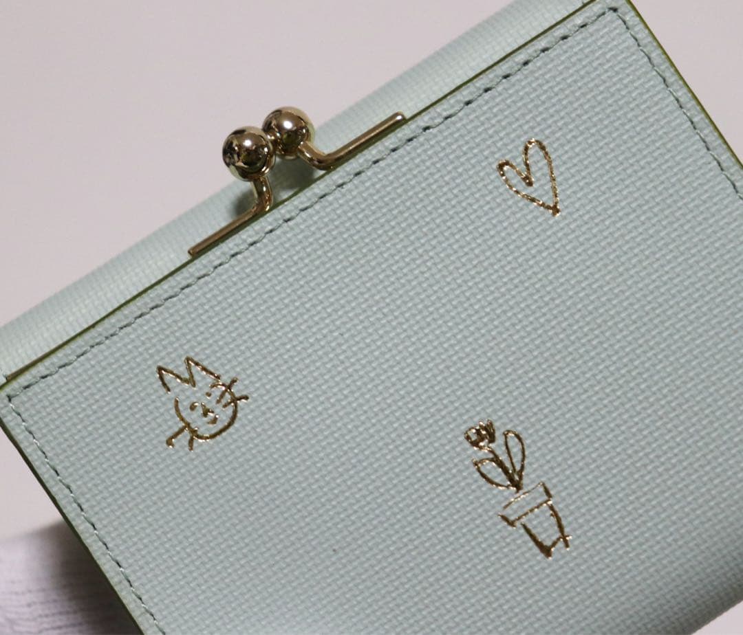 《ポールスミス》新品 ネコちゃん・ハート箔押し レザーがま口3つ折り財布 口金