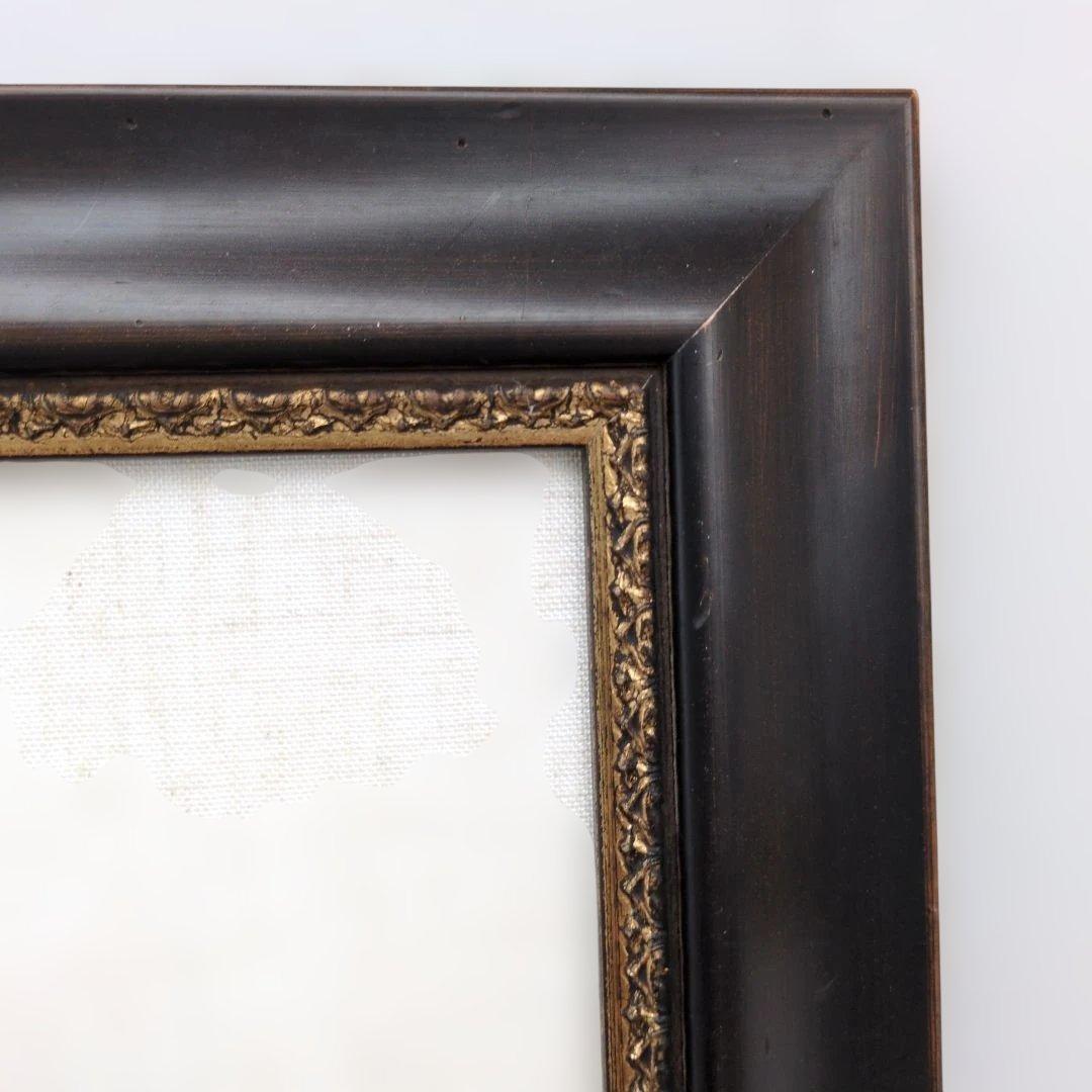 木製額縁 F20号 面金付マット付き ダークブラウン 金色縁取り