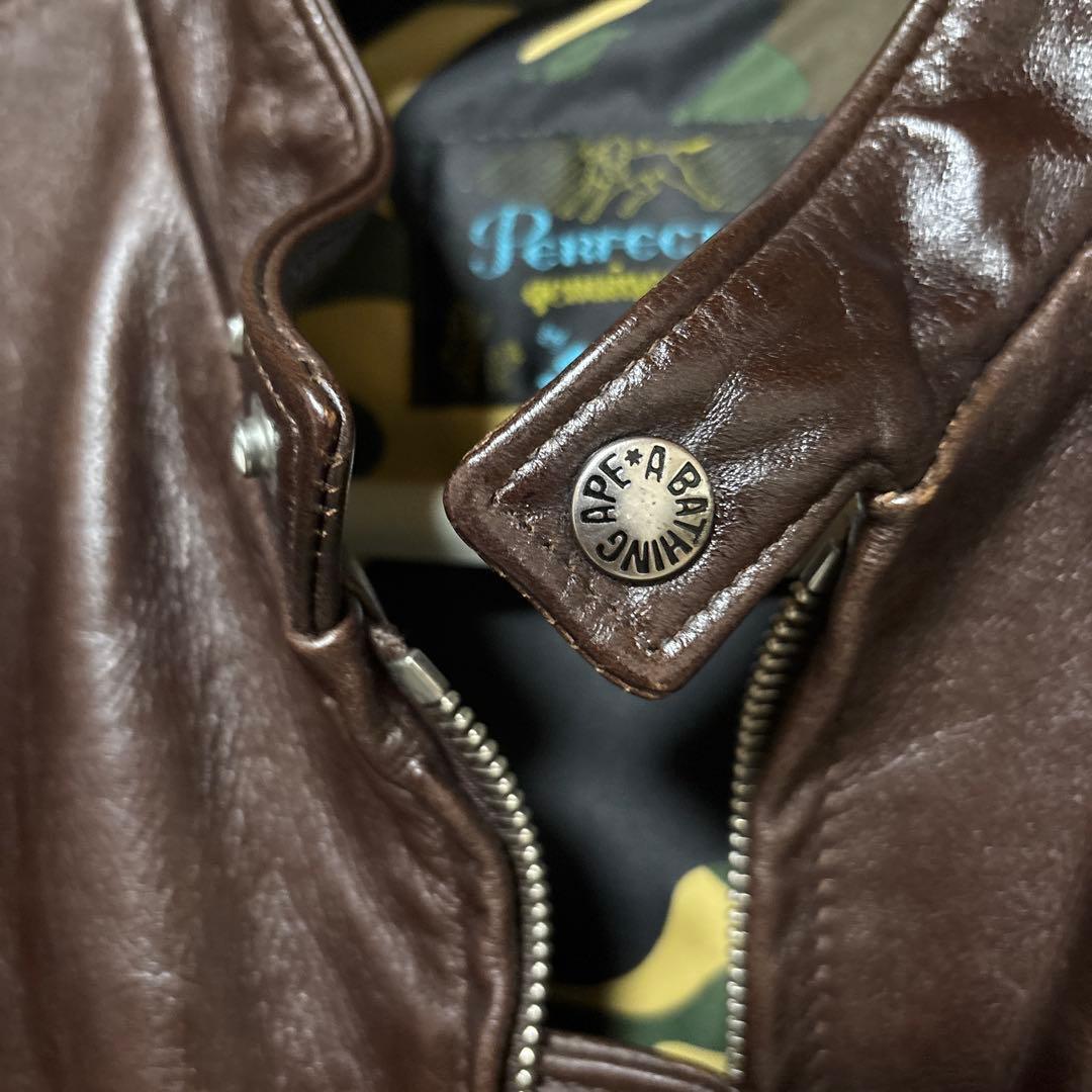 超美品schott&ABathingApeコラボLサイズ