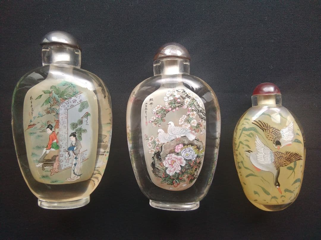 鼻煙壷（びえんこ）3本セット　瓶の内側に描画