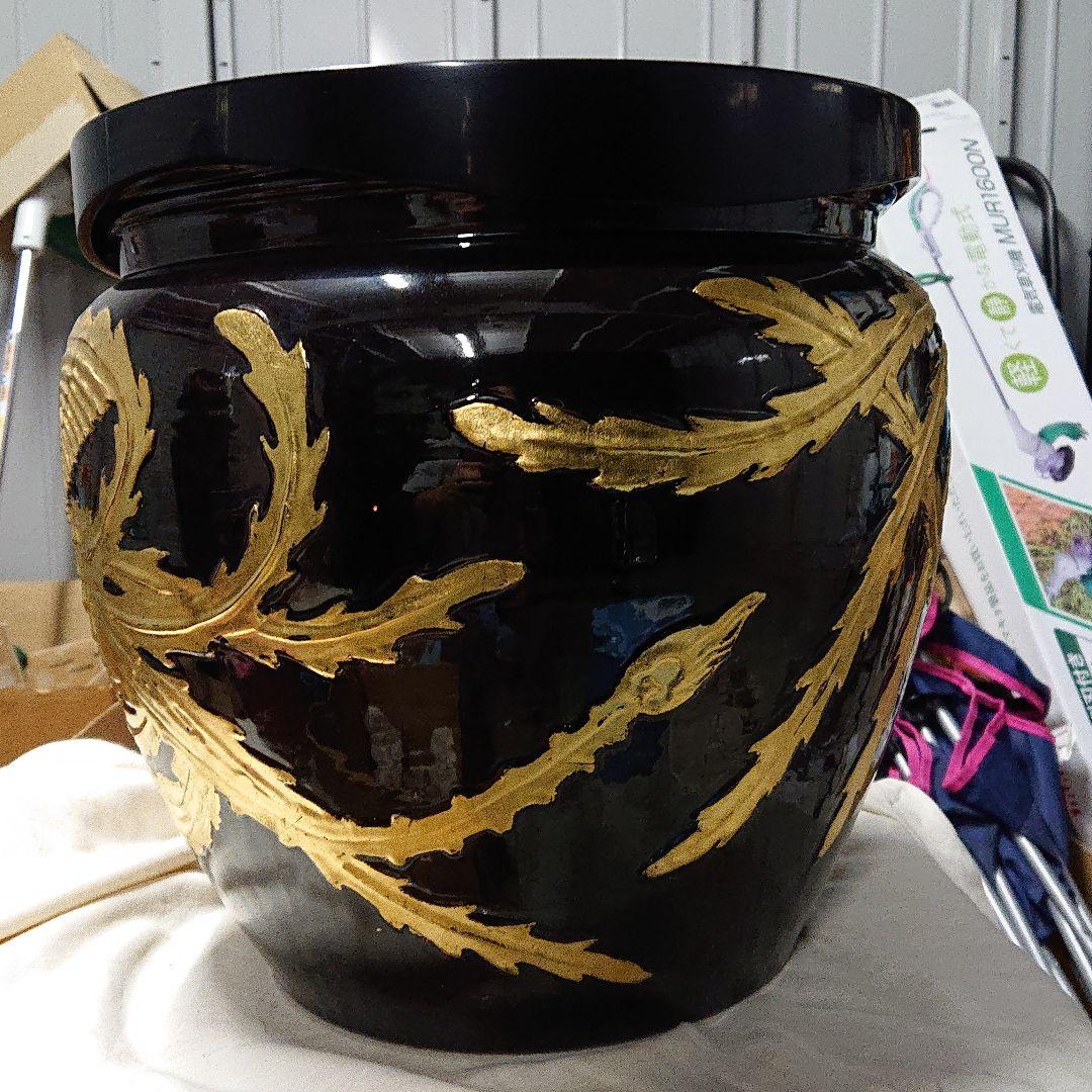 1915年 永楽「乙卯年為　御大典記念 好之」大水指開口約28cm高さ約30cm