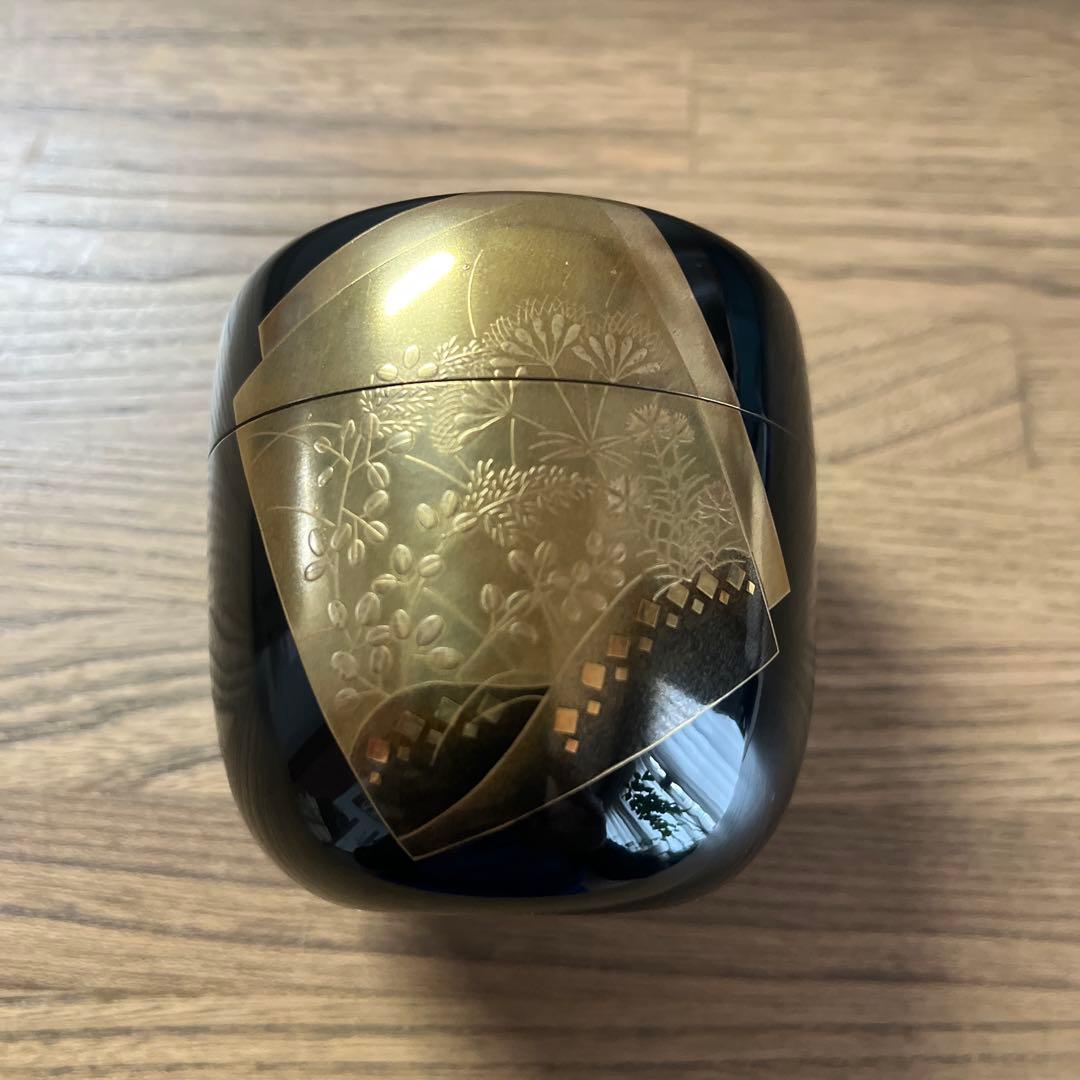 京塗 蒔絵 棗（共箱付き・茶道具）