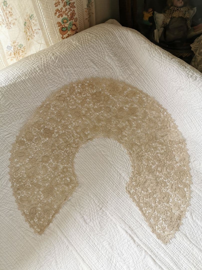 アンティーク イタリア 最上の精緻 ブラーノレース ポワンドヴェニス 付け襟