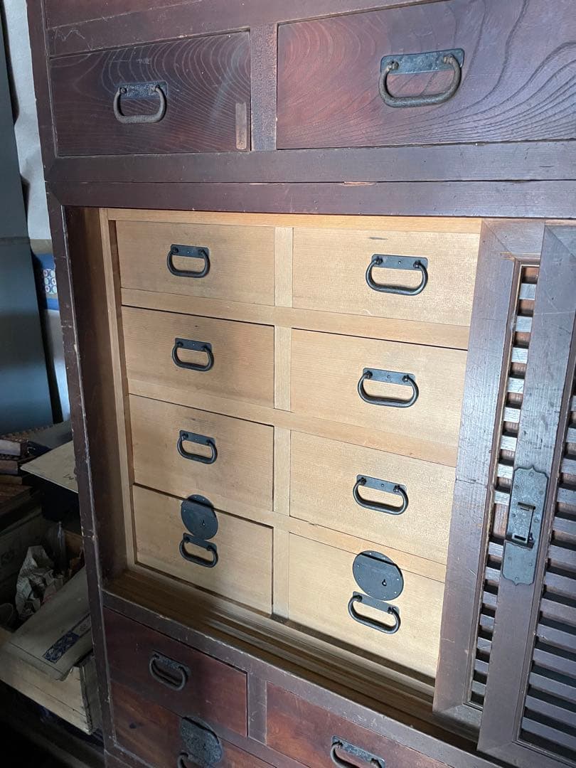 引取限定　水屋箪笥 和箪笥 昭和レトロ アンティーク 和家具 木製 レトロ 古民