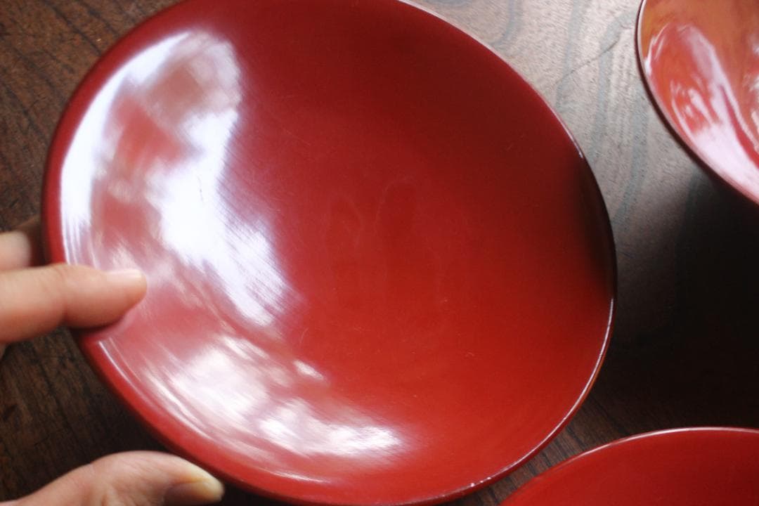 デッドストック！時代朱漆に極上稲穂雀蒔絵の映える大椀2点（検輪島塗蒔絵椀雑煮椀