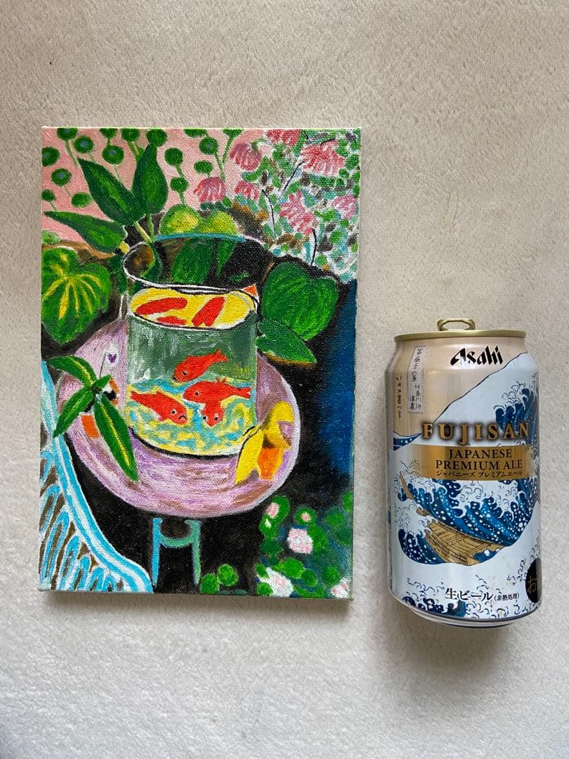 マチス　肉筆手描きの油絵模写画　金魚