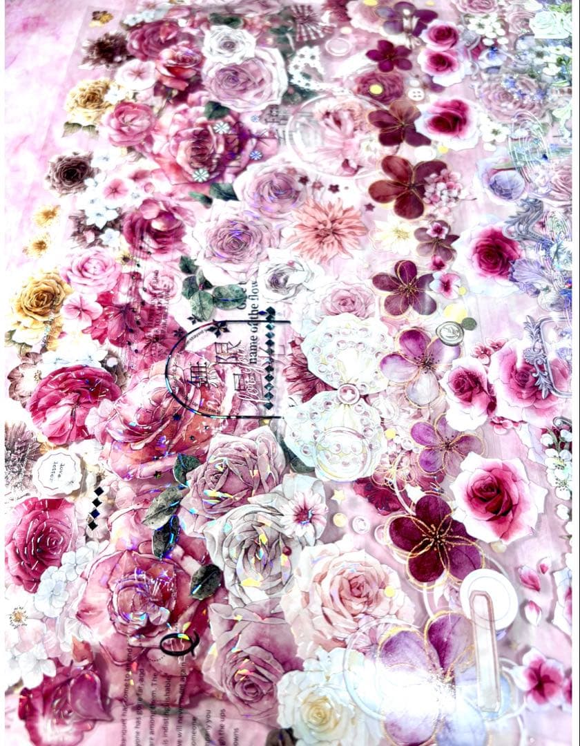 15枚セット 海外PETマステ切り売りセット お花 コラージュ 15-3L-カ