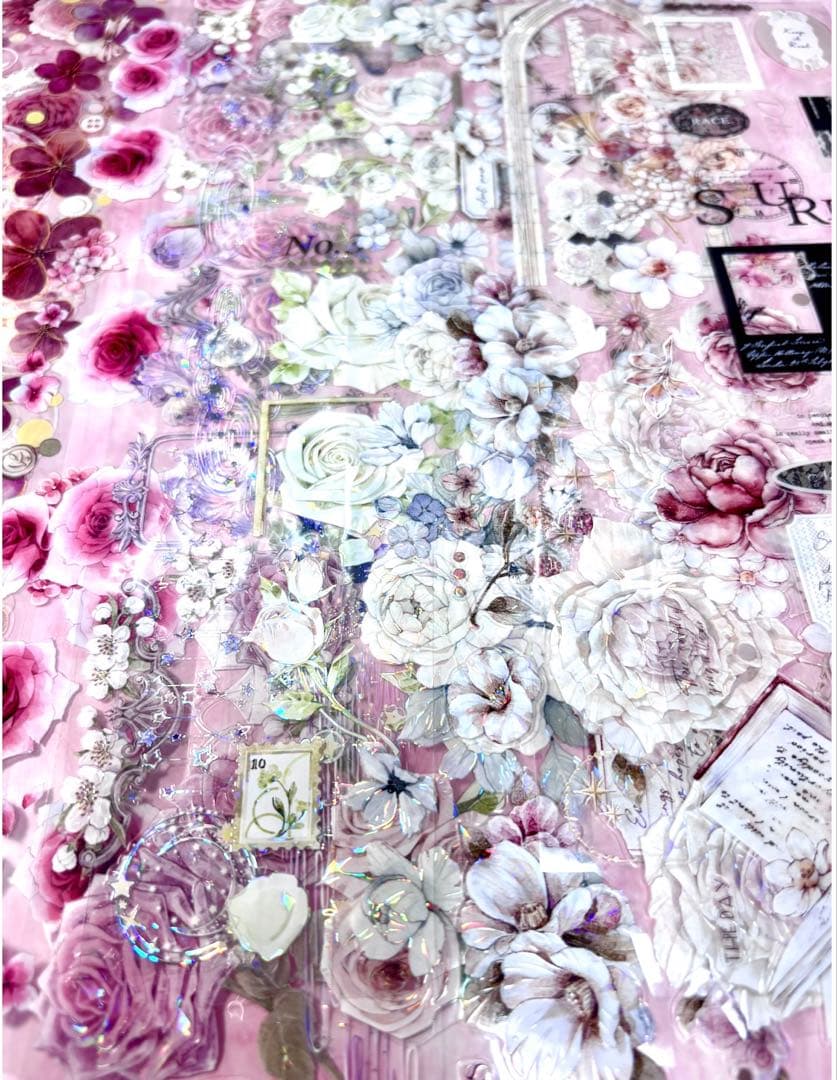 15枚セット 海外PETマステ切り売りセット お花 コラージュ 15-3L-カ