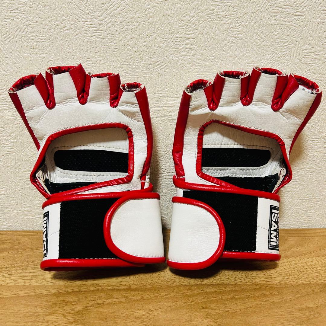 ISAMI IS-770 ウォッシャブルオープンフィンガーグローブ S 白/赤