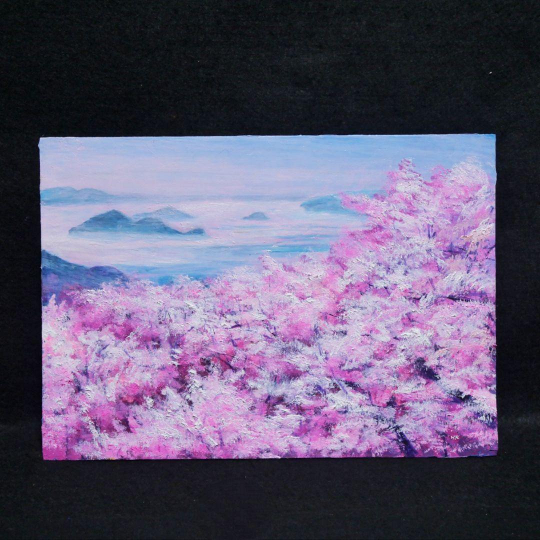 油絵 油彩 油彩画 絵 絵画【海の桜】