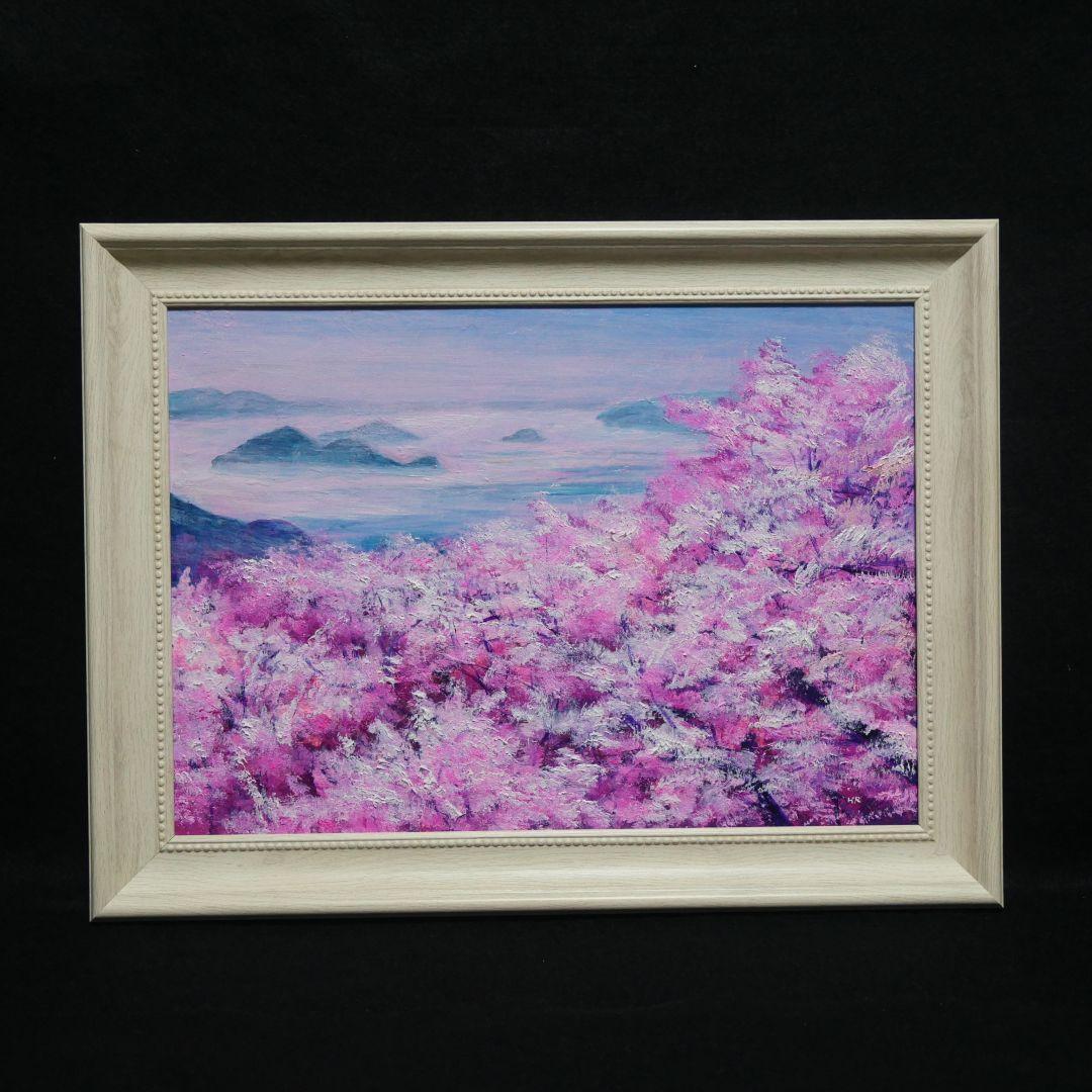 油絵 油彩 油彩画 絵 絵画【海の桜】