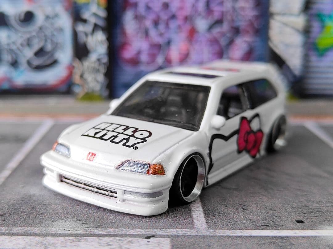 ホットウィールカスタム ホンダ シビック EF9 キティー☆深リム☆トミカ改造