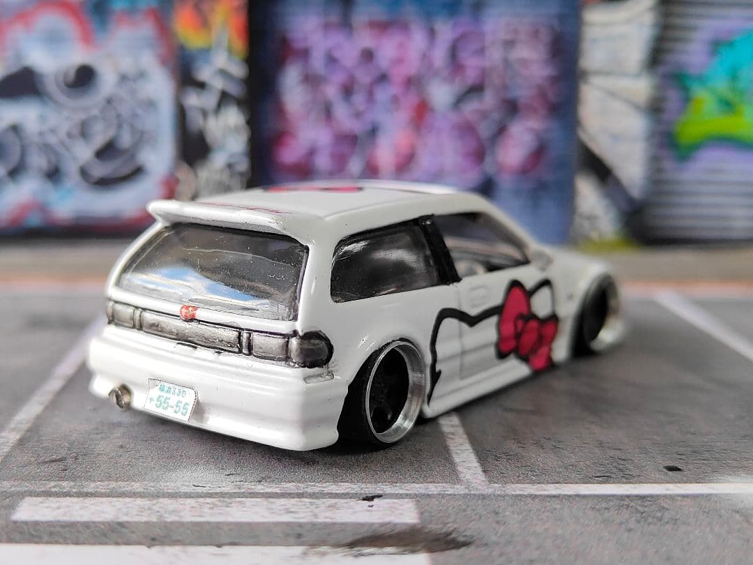 ホットウィールカスタム ホンダ シビック EF9 キティー☆深リム☆トミカ改造