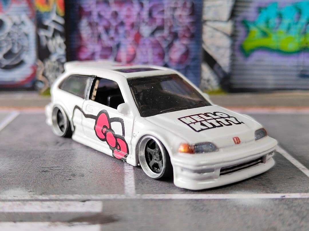 ホットウィールカスタム ホンダ シビック EF9 キティー☆深リム☆トミカ改造