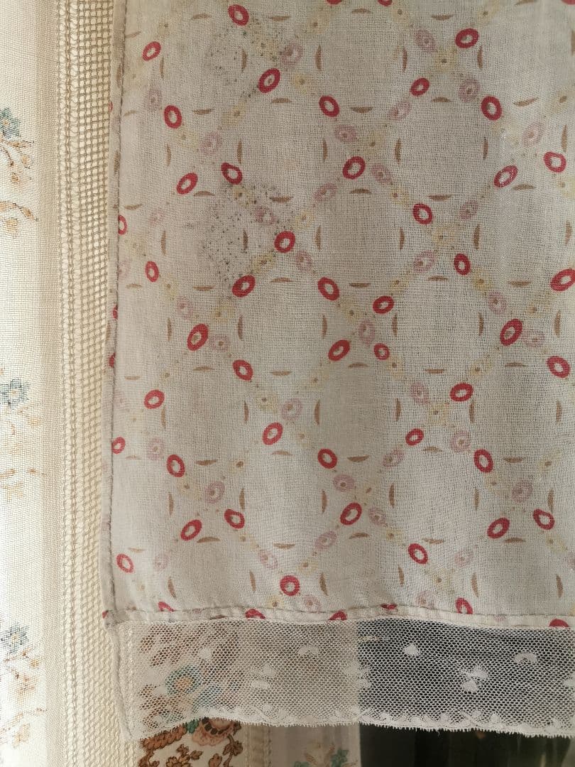 アンティークトレリスローズ花柄フレンチファブリック 花舞レース装飾カーテンパネル