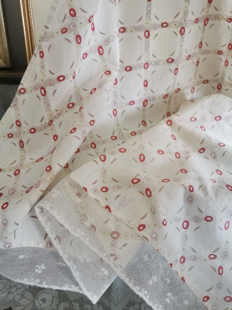 アンティークトレリスローズ花柄フレンチファブリック 花舞レース装飾カーテンパネル