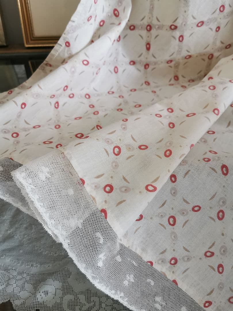 アンティークトレリスローズ花柄フレンチファブリック 花舞レース装飾カーテンパネル